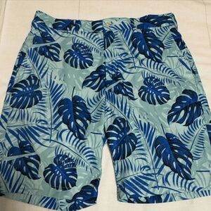 WALTER HAGEN 11 MAJORS Mens Blue Tropical Monstera Print Shorts Size 36